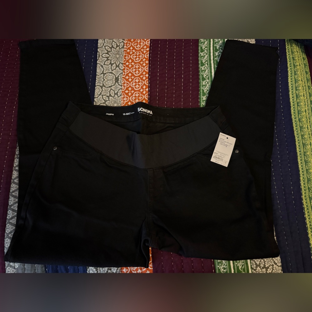 Maternity Jeggings Women’s Black Pants Sonoma Demi Belly Band Size 16